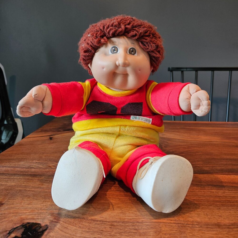 Vintage Cabbage Patch Kids Boy Doll 31 Uniform Brown Hair